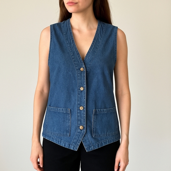 Vintage Willowbend Vintage Denim Vest Women’s Medium USA Made - Picture 1 of 5